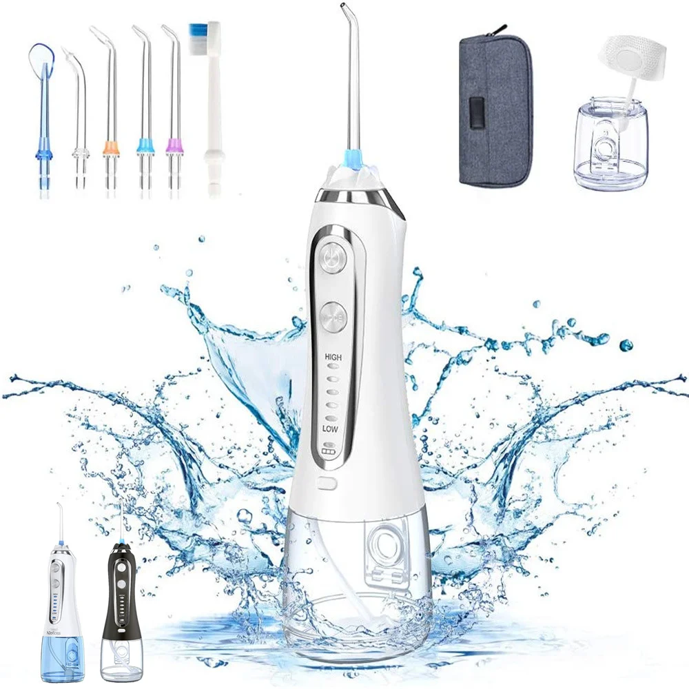 

USB Rechargeable Water Flosser Dental Portable Oral Irrigator 300ML Tank Water Jet IPX7 Waterproof Teeth Cleaner Home