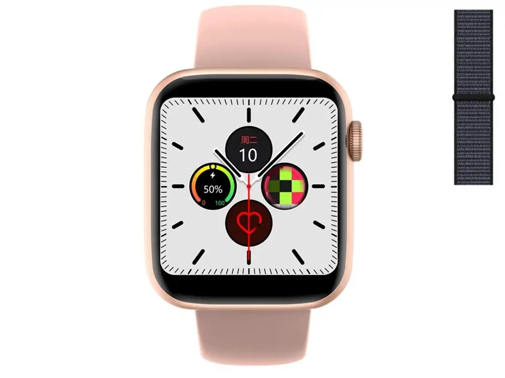 silica pink grey W75 ЭКГ смарт-браслет 1:1 монитор сердечного ритма серии 5 часы 5 40 44 мм фитнес-трекер W75 ip68 Водонепроницаемые Смарт-часы VS IWO 12 8 - Цвет: silica pink grey