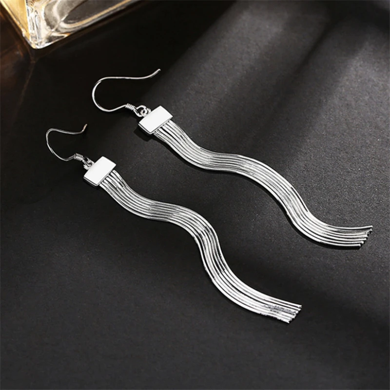 Корейские серьги из тибетского серебра безопасная булавка длинные висячие с