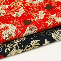 japanese fabric koi pattern bronze blue cotton for sewing dolls bags patchwork material printed cloth for kimono textile