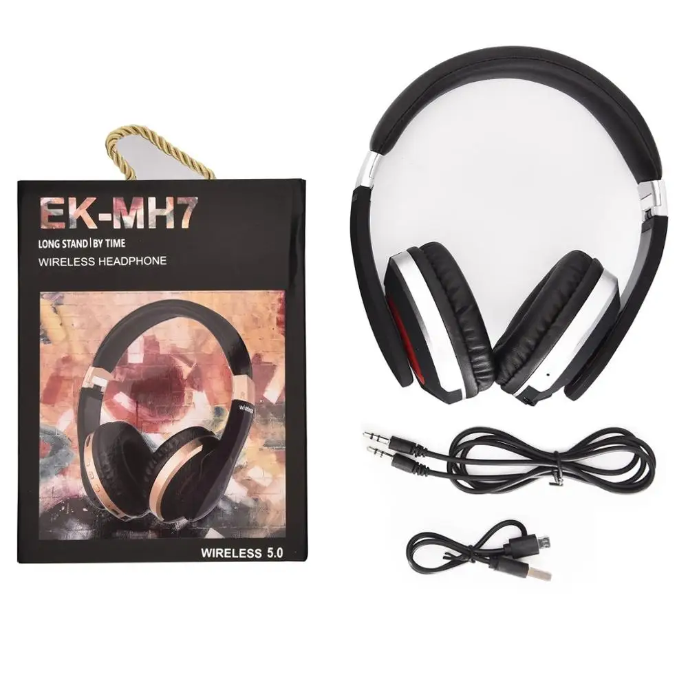 Беспроводные наушники MH7 с Bluetooth 5,0, беспроводные наушники с громкой связью, наушники для игр, складные наушники с поддержкой карт TF, FM, смартфон