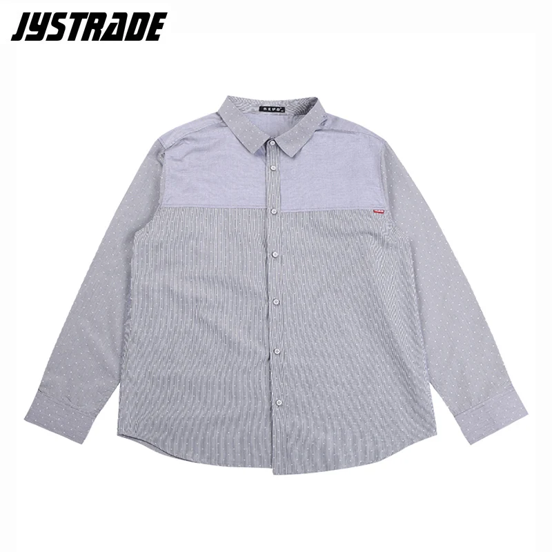 100% хлопок мужская рубашка большого размера на пуговицах плюс блуза с длинным