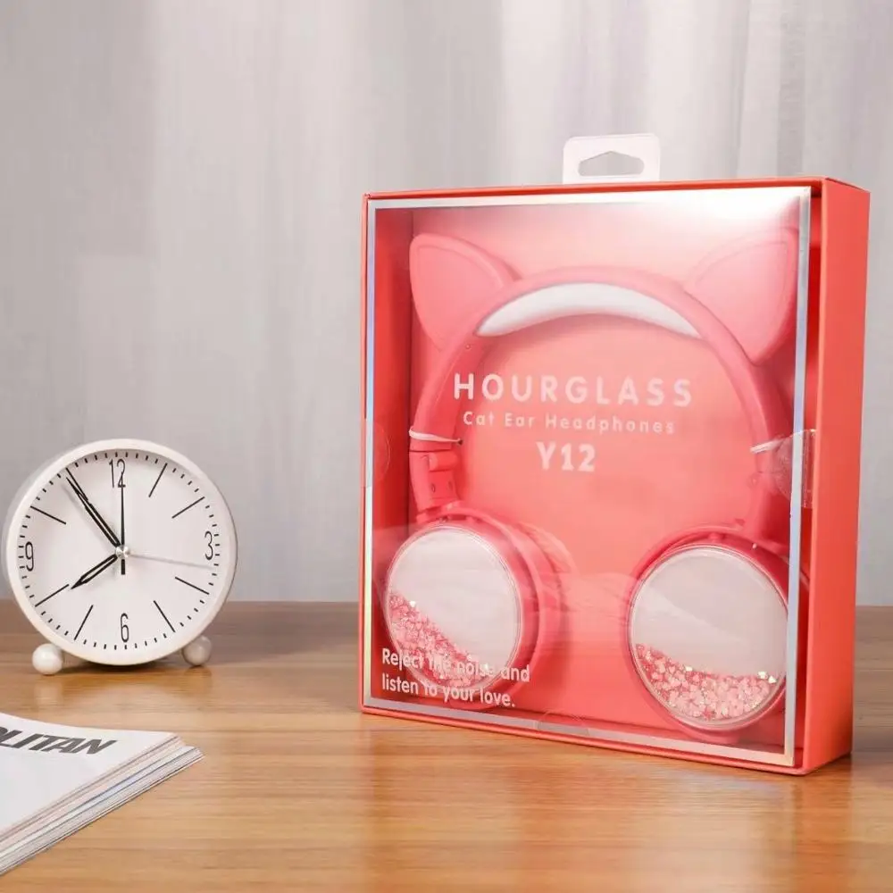 Наушники с кошачьими ушками для девочек музыкальные спортивные наушники детей