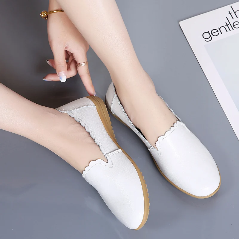

Women casual loafers flats shoes women genuine leather slip-on ballerines flats soft comfortable mother shoes nursing shoes
