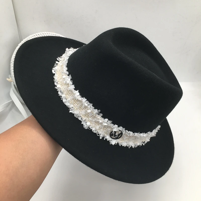 Шерстяная войлочная новая Кепка с сердечками шляпа Джокер черная джазовая mo han