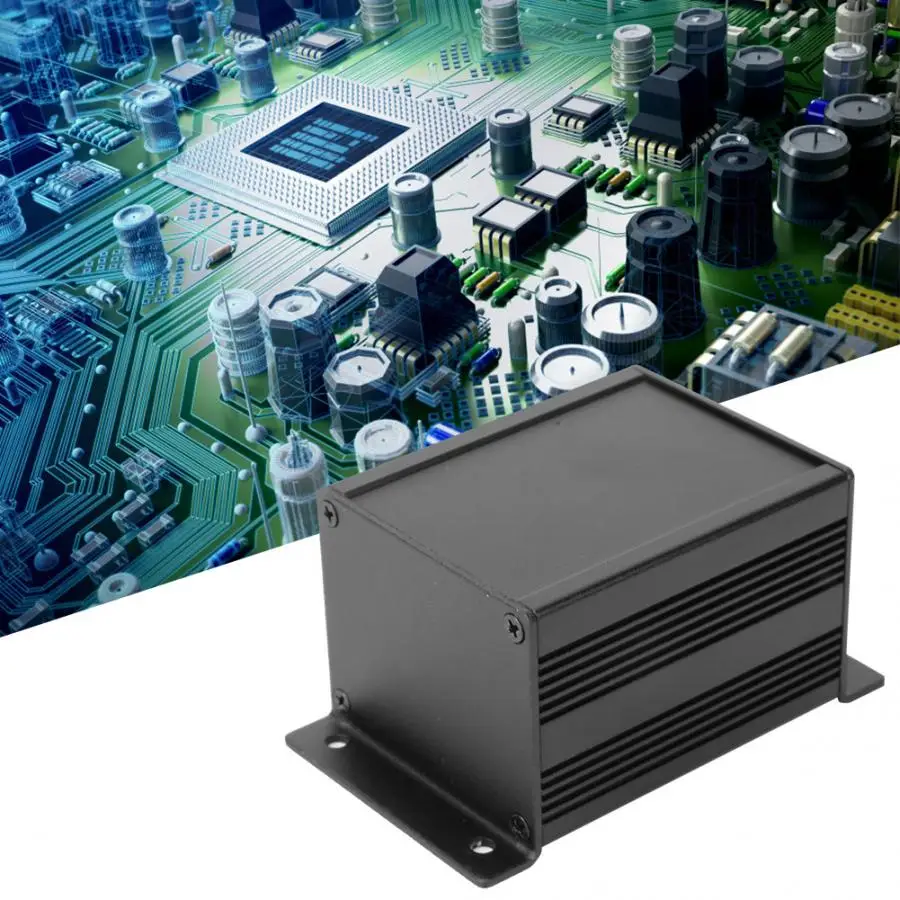 Черный прессованный корпус из алюминия водонепроницаемый для печатных плат ящик