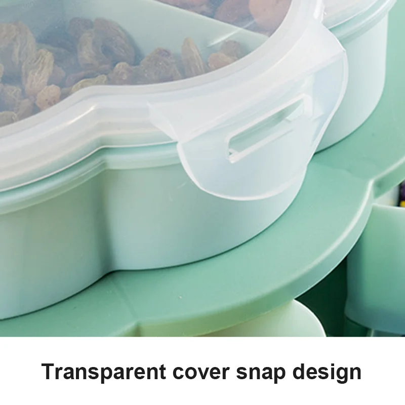 

Petal-Shape Rotating Snack Box Table Candy Snacks Storage Tray Double Layers Household THIN889