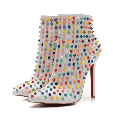Cuero rojo negro de lujo con puntas puntiagudas botas tobillo para mujer moda disevienador Sexy sevienas tacones altos zapatos bo |