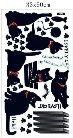 Съемный Настенный стикер для творчества настенные росписи милый кот след