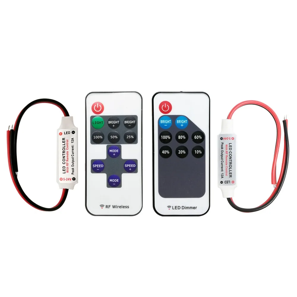 

Mini 9/11Keys LED Dimmer Controller Two Wire RF Remote For Single Color Neon Tube 2835 5050 5730 Led Strip Light DC5-24V