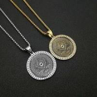 hip hop iced out ag sign masonic necklace goldsilver color stainless steel round pendant for women men jewelry dropshipping