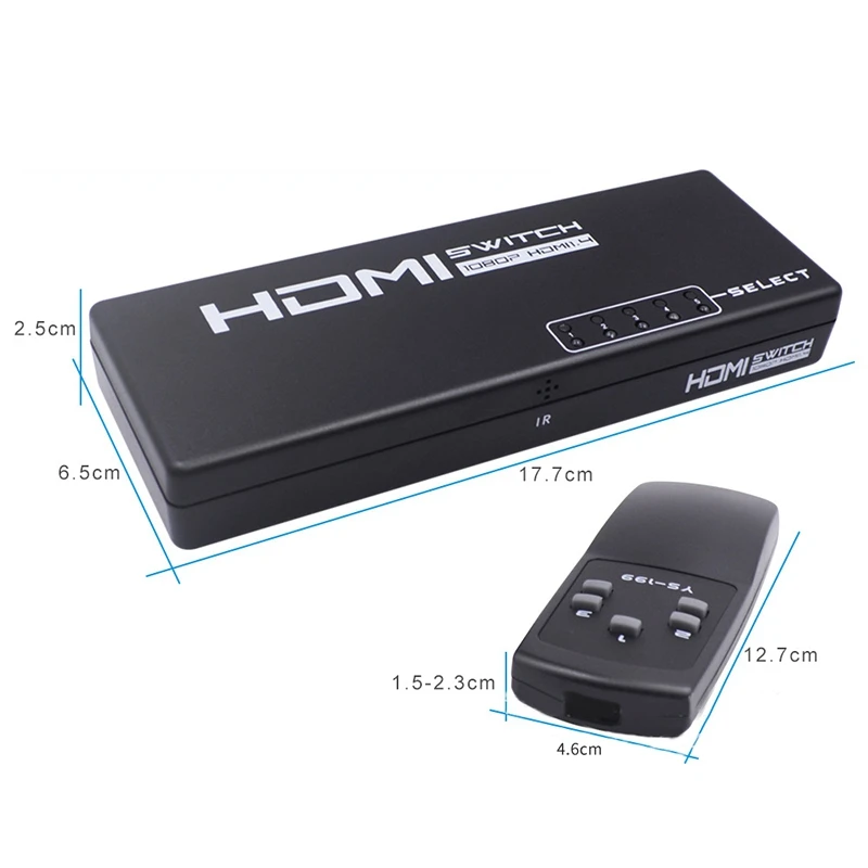 

HDMI Switch with Remote Control Converter 5 in 1 Output 5 Cut a Separator V1.4 Converter
