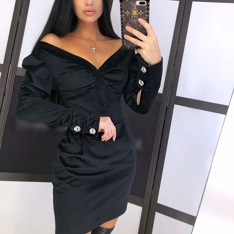LVINMW сексуальное облегающее платье на пуговицах с длинным рукавом и v образным