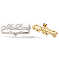 personalized name earring stainless steel gold letters stud earrings custom double color nameplate heart jewelry gift for friend