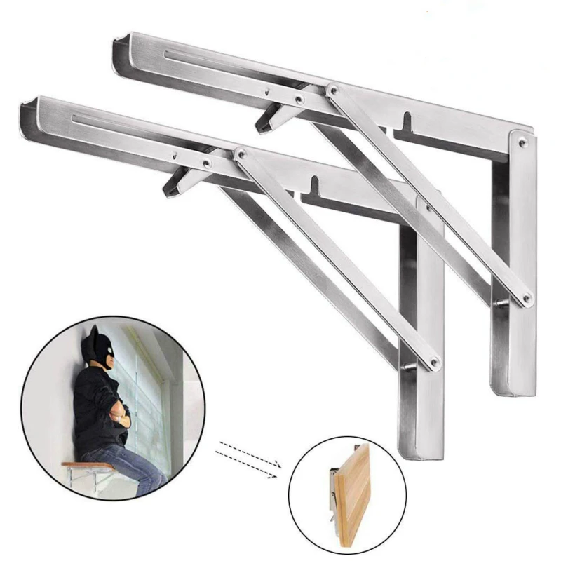 

Triangular Folding Bracket Heavy Duty Stainless Steel Release Catch Support Bench Table Folding Collapsible Shelf Bracket Home