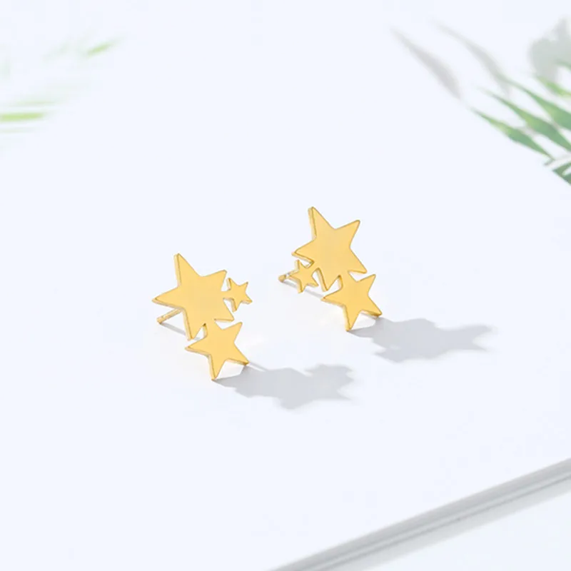 Серьги со звездами для девочек стальные серьги из розового золота с