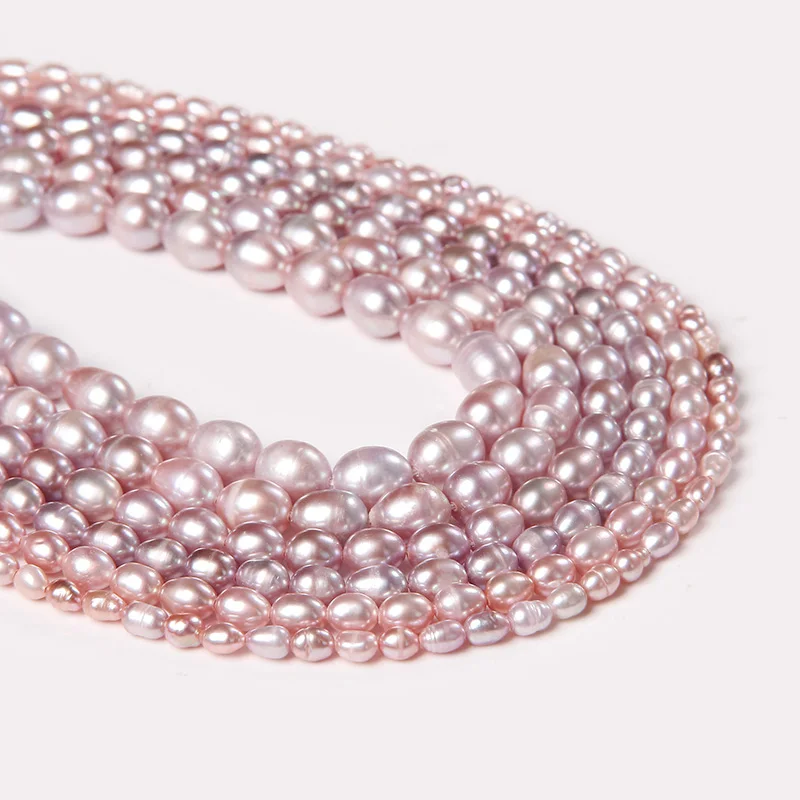 Натуральный пресноводный фиолетово-розовый жемчужно-бисерный высокого качества овальной формы рисового зерна отверстие свободного бусин для создания украшений, браслета, ожерелья.