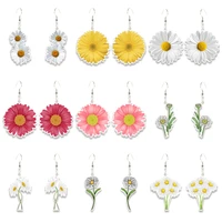 acrylic earrings cartoon resin color small daisy pendant earrings ladies gifts children