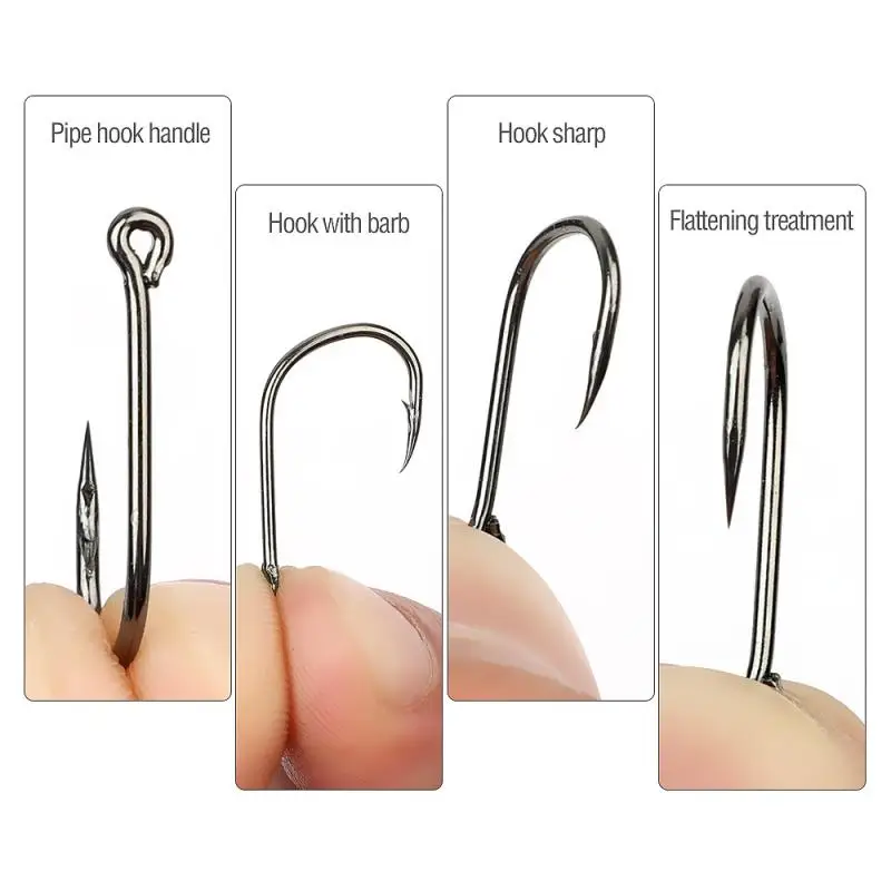 

50pcs/box Fishing Hooks Set Barbed Single Circle Carp Hook High Carbon Steel Sea Fishinhook Fly Fishing Accessories Fishhooks