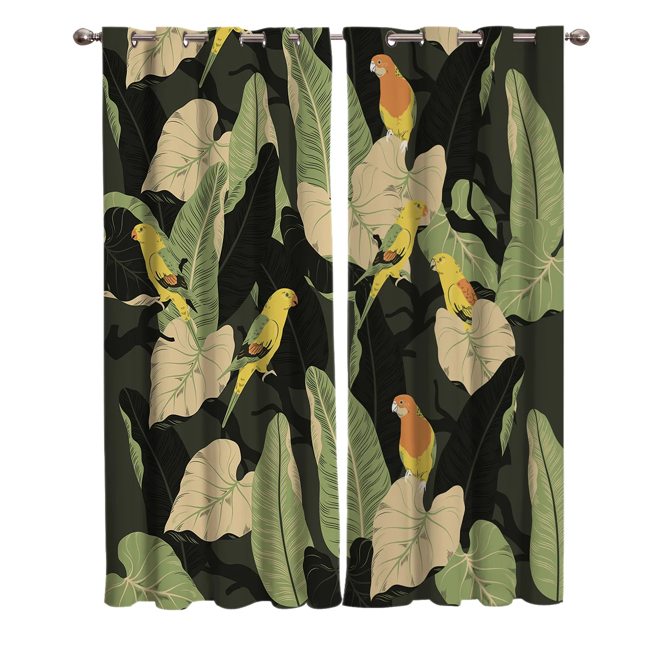 Тропические растения искусственное окно занавески для гостиной кухонного