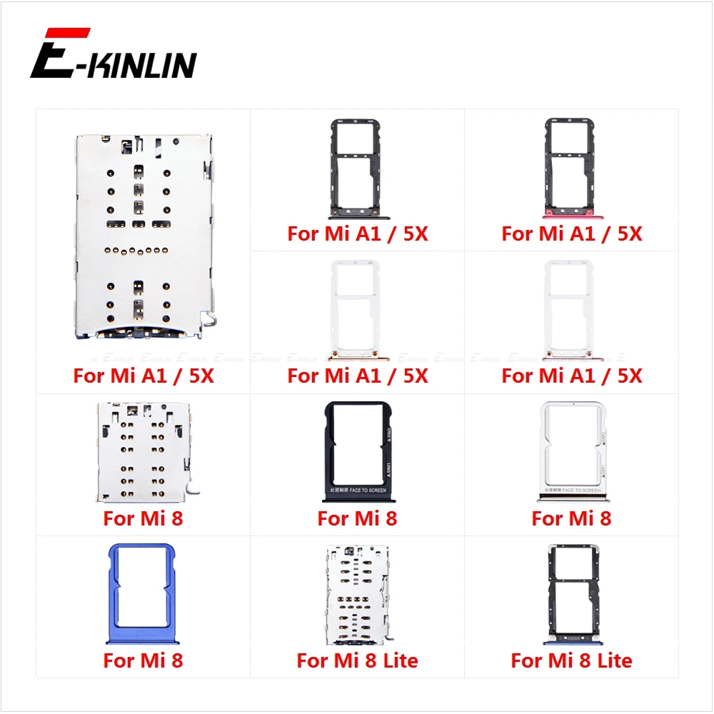 Sim Card Socket Slot Tray Reader Holder Connector Micro SD Adapter Container For XiaoMi Mi 8 Lite A1 5X Replacement Parts