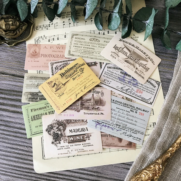 14 наклеек в винтажном стиле бирка для билета наклейка рукоделия скрапбукинга