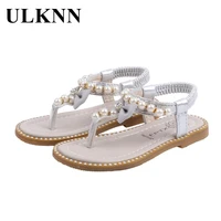 ulknn kids beach shoes summer new girls beading sandals childrens baby bow princess sandals and slippers flip flops 2021 shoes