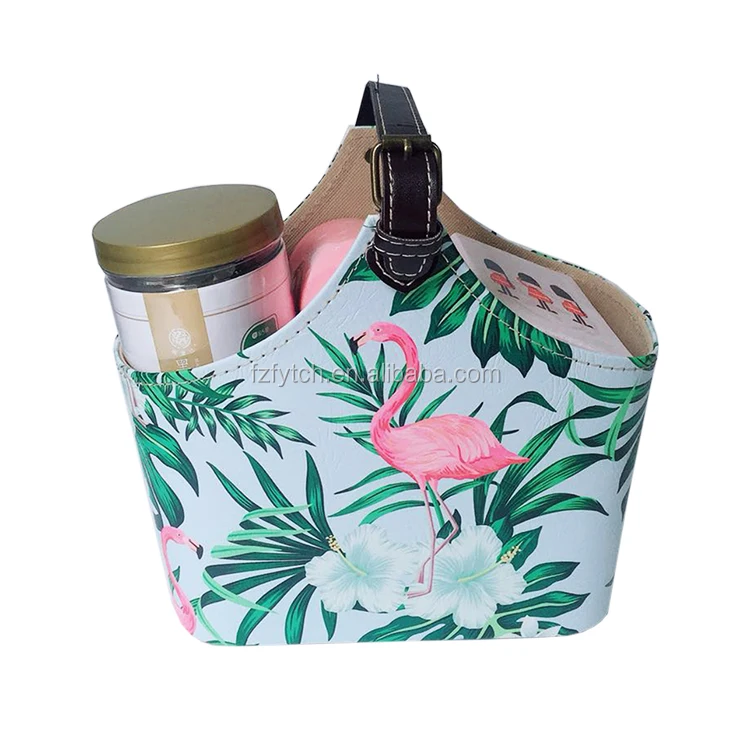 

Wholesale storage basket empty gift bag faux leather small hanging basket