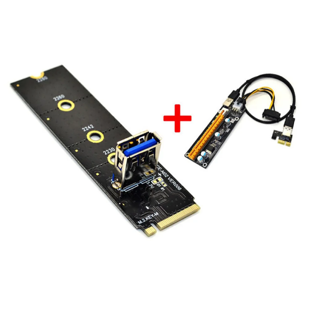 

M.2 To PCI-E X16 Slot Adapter Card NGFF Pcie Riser Card NVME VGA Extension Cable 4Pin 6Pin Sata For Miner Mining