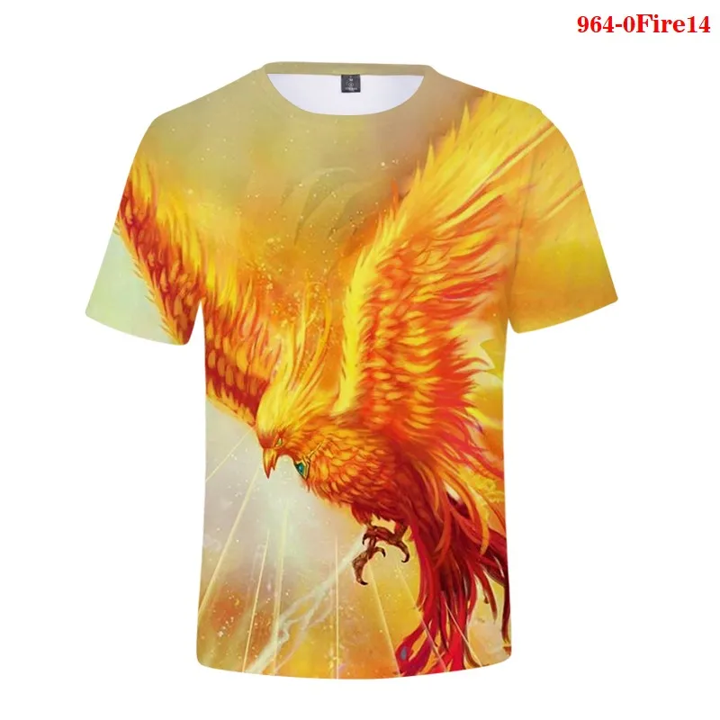 

Cool 3d Tshirt Fire Phoenix Bird Print for Teen Men Summer Casual Oversized Short Sleeve Women Charli D'Amelio Streetwear Tees