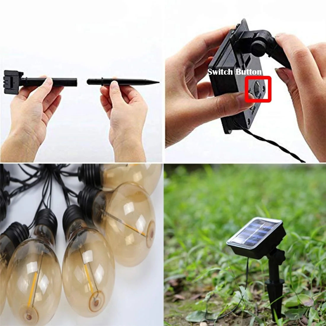 10 ламп солнечная энергия светодиодная лампа подвесное украшение прочный для