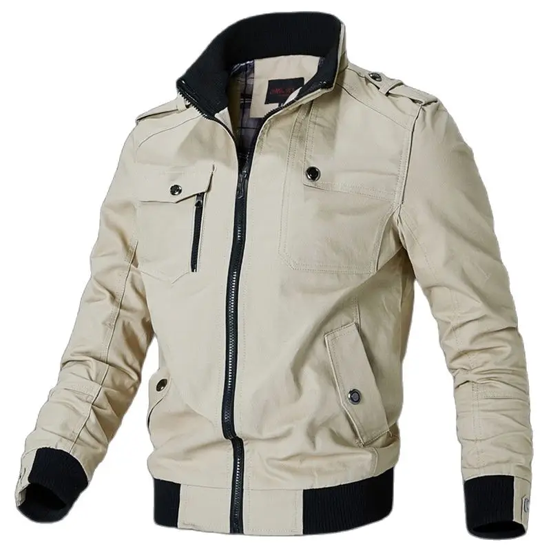 

Men's Fashion Jacket Zipper Casual Slim Workwear Coat Long Sleeve Military Outdoor Tops Plus Size