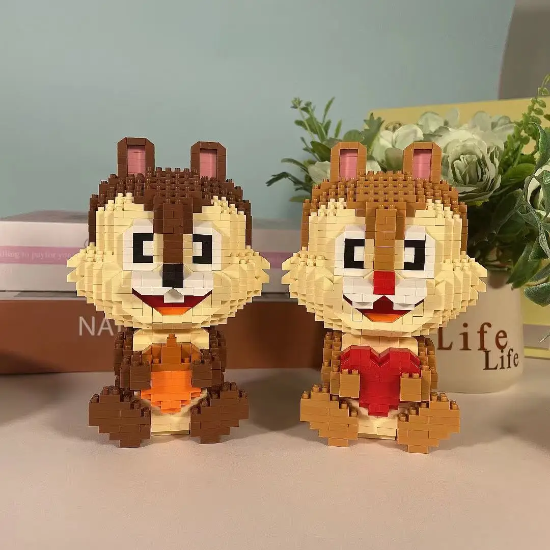 

Disney cartoon figures Chipmunk brother micro diamond blocks Chip Dale nanobrick squirrel building brick toy for kids gifts
