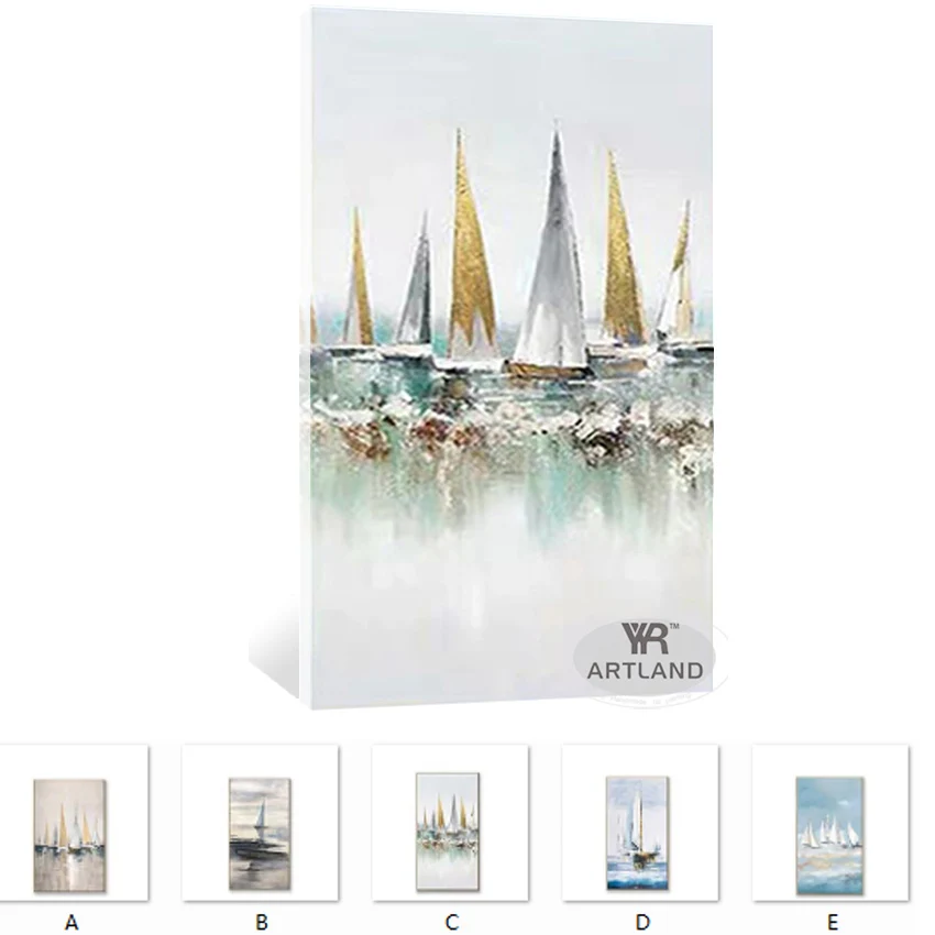 Парусная лодка картина маслом для украшения стен ручная работа морской пейзаж