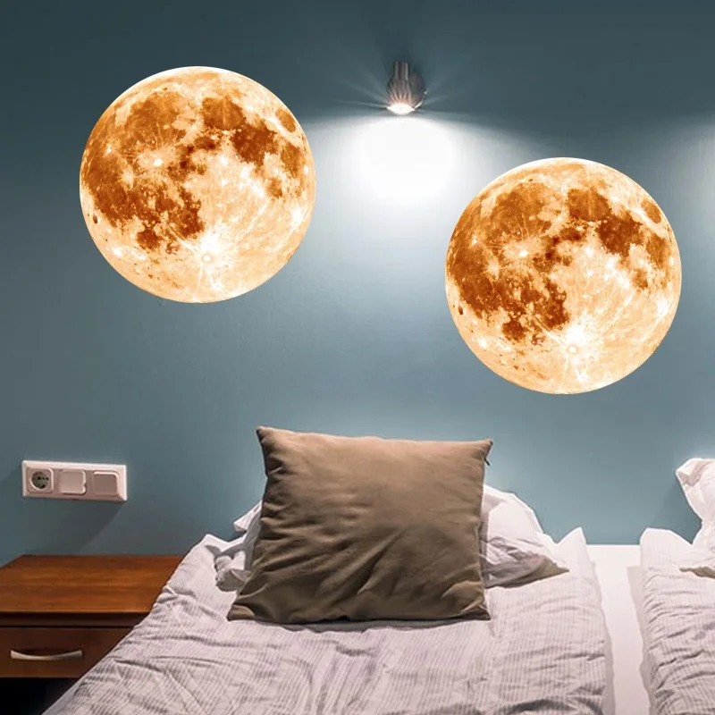 

30cm Large Luminous Moon Earth In The Dark DIY Wall Paper Living Home Decor Kids Room Bedroom Glow Wallpaper Wall Sticker