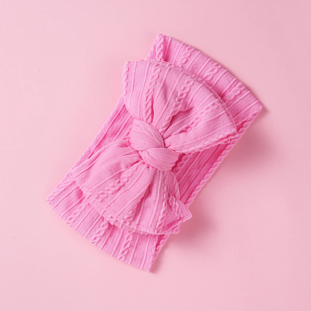 Милый розовый вязаный широкие нейлоновые повязки для детей девочек мягкие