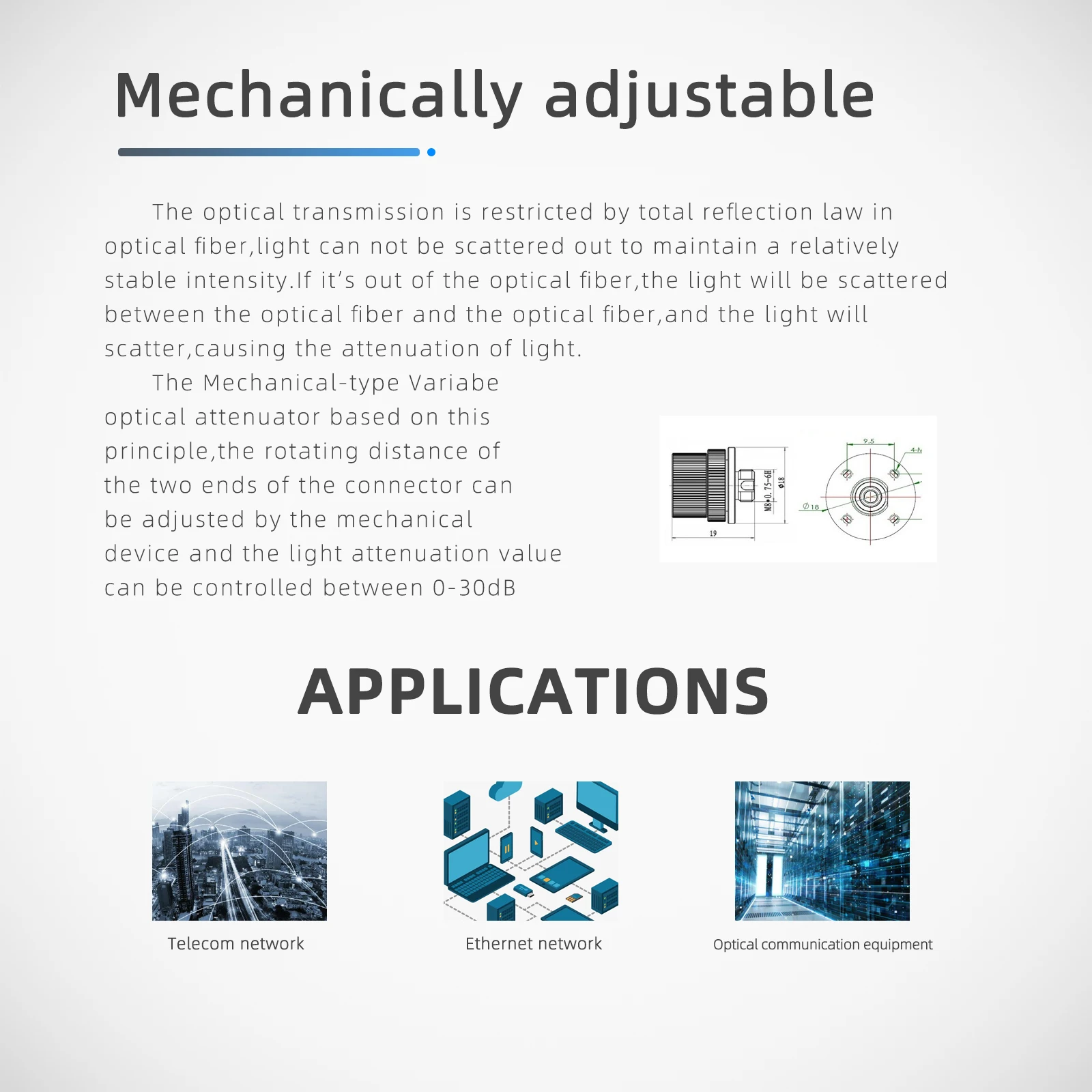 2 шт. одномодовый Регулируемый оптоволоконный аттенюатор 0-30 дБ | Мобильные