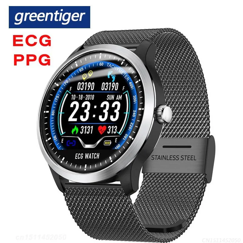 Greentiger N58 ЭКГ PPG Смарт часы монитор сердечного ритма кровяное давление smartwatch ЭКГ дисплей сна фитнес трекер Android IOS