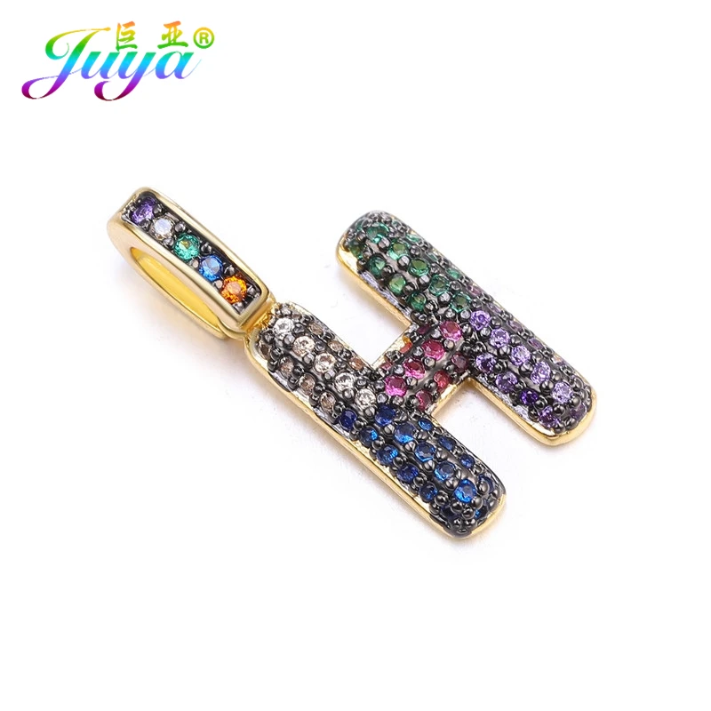 Gold H Juya DIY шнур кожаный вывод многоцветный Циркон с радужным блеском золото 26 буквы алфавита кулоны с надписями поставки - Окраска металла: Gold H