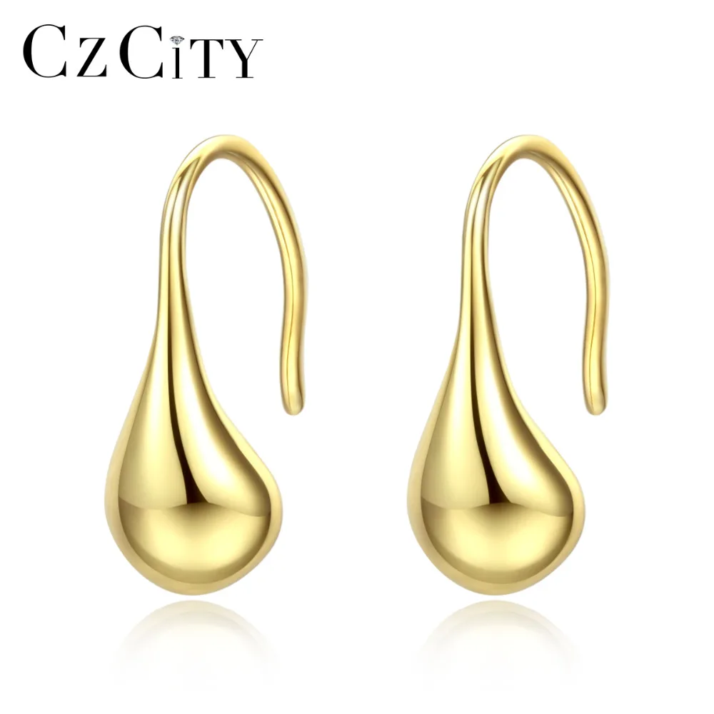 CZCITY Аутентичное Стерлинговое Серебро 925 в виде капли воды дизайн Висячие серьги