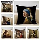 Искусство Масляная живопись жемчужина искусственная Обложка 45*45 см художественное украшение кофе бар отель офис льняная наволочка иоганнесс верммер