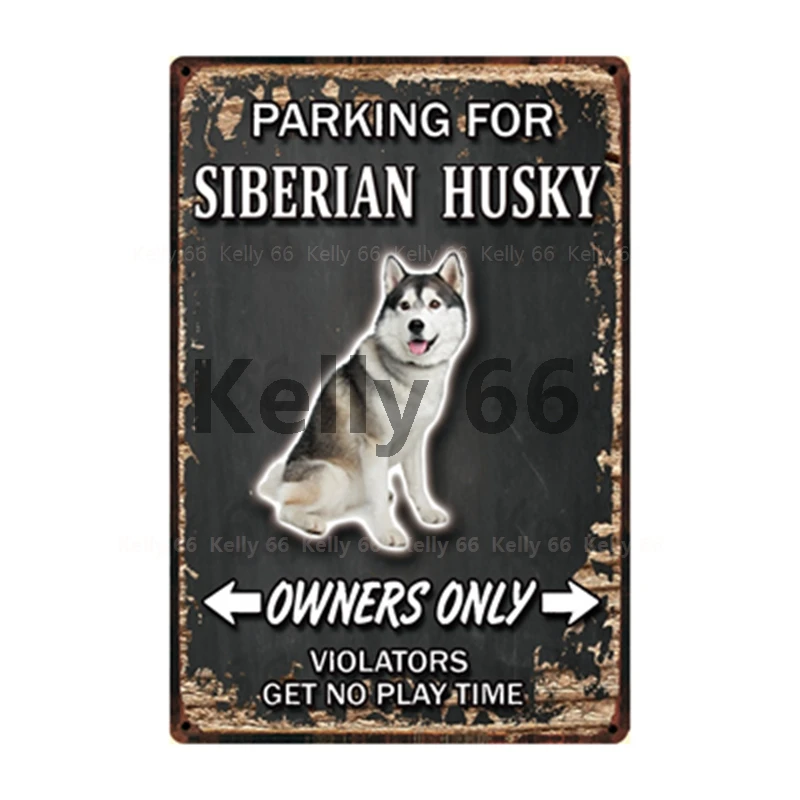 [Kelly66] оловянный плакат с собаками для парковки Хаски Сиба ину бульдог
