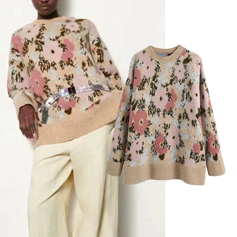 

Женский осенне-зимний жаккардовый свитер 2021 с круглым вырезом, утепленная вязаная Повседневная Мягкая Одежда большого размера, женские пул...