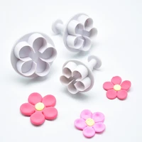 3pcs cookie cutter flower plunger diy cake fondant mold plastic kitchen gadgets cake decorating tools baking accessories