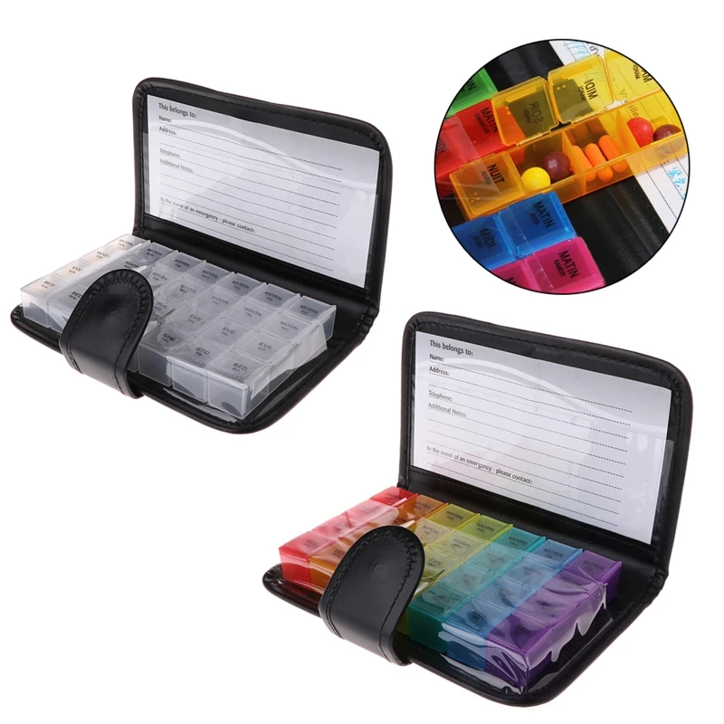 

Jumbo Size 7 Days Pill Box Prescription Medicine Organizer PU Leather Pill Case