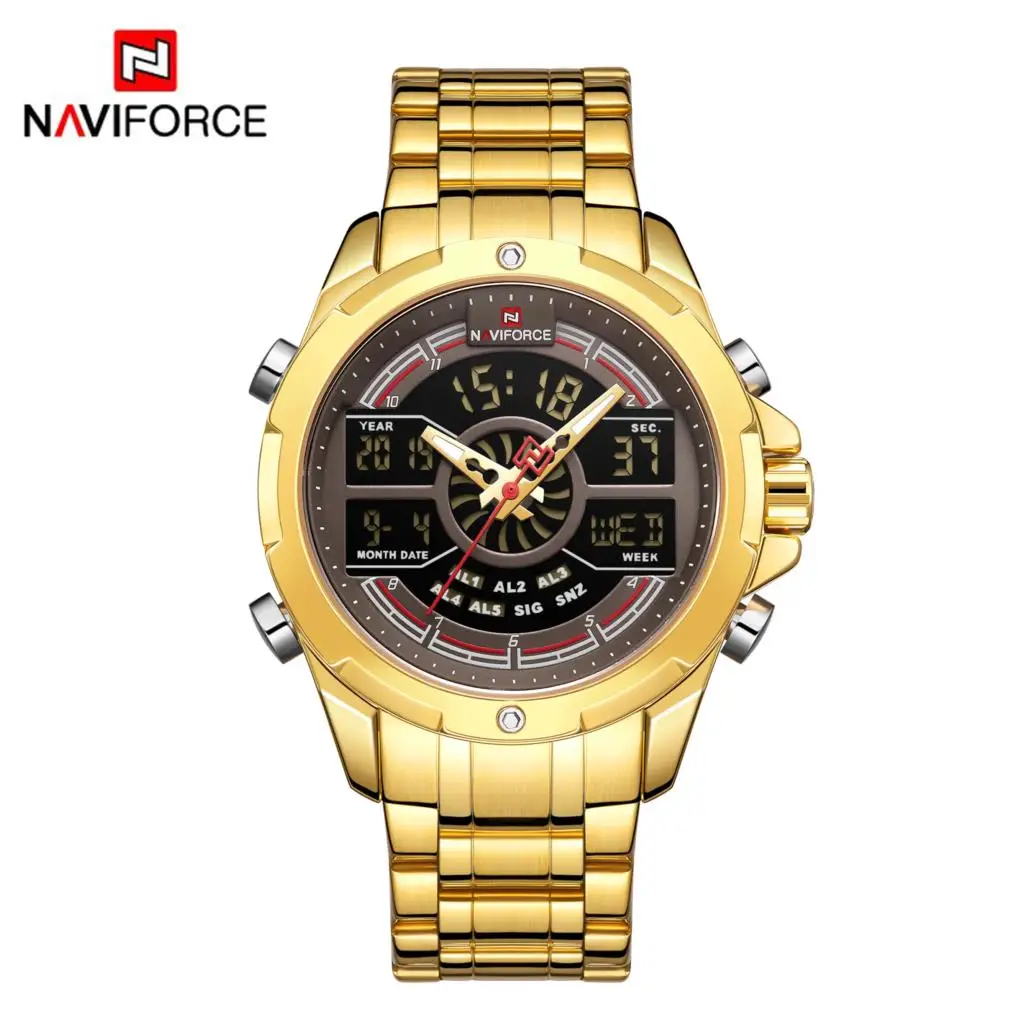 Часы наручные NAVIFORCE Мужские кварцевые модные цифровые стальные
