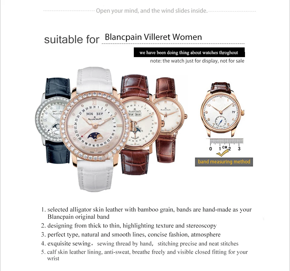 PESNO подходит для blucpain Villeret для женщин 6102/6104/6263/3650A кожа аллигатора Натуральная кожа Ремешки для наручных часов