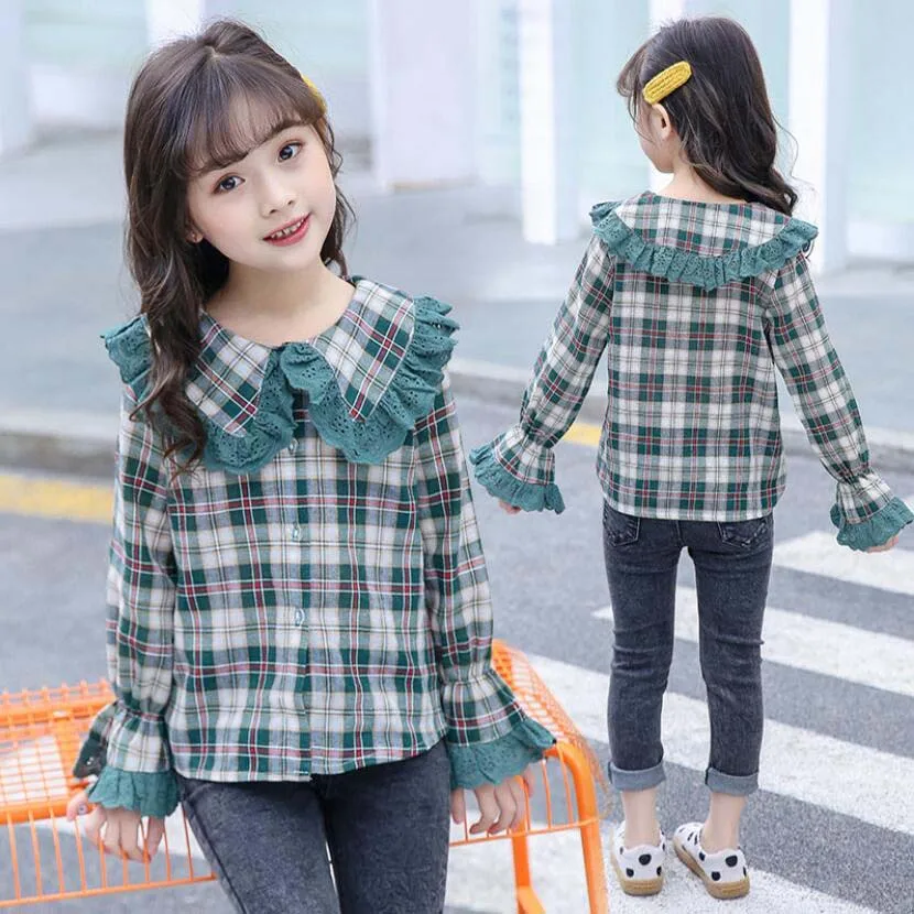 Топы для девочек с длинными рукавами рубашка теплая хлопковая куртка детей на