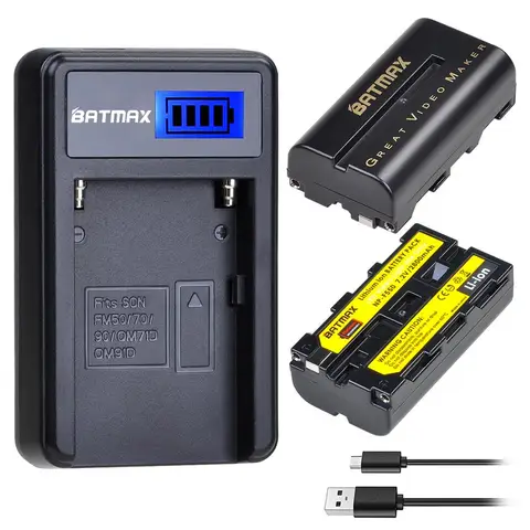 Аккумуляторная батарея Batmax NP-F550 F550 F570 + зарядное устройство USB с ЖК-экраном для Светодиодный ongnuo Godox LED светильник YN300Air II YN300 III YN600 Air L132T
