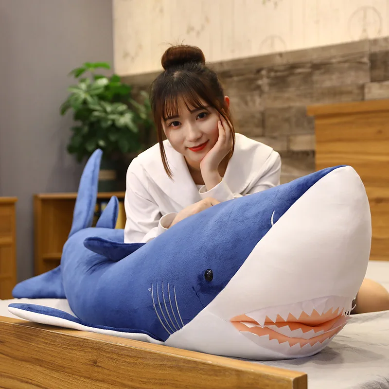 

1pc 110/130CM Simulation Shark Plush Toy Soft Stuffed Ocean Animal Doll Room Sleep Pillow For Children Boys Birthday Xmas Gifts